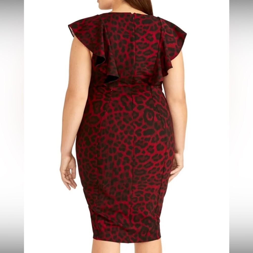 Women’s Dress Plus Size 16W RACHEL RACHEL ROY Red Short Sleeve Animal Print NEW - Picture 3 of 6